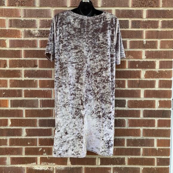 Pol Crushed Velvet Purple Lavender short sleeve mini Shirt Dress Size Large - Picture 3 of 9